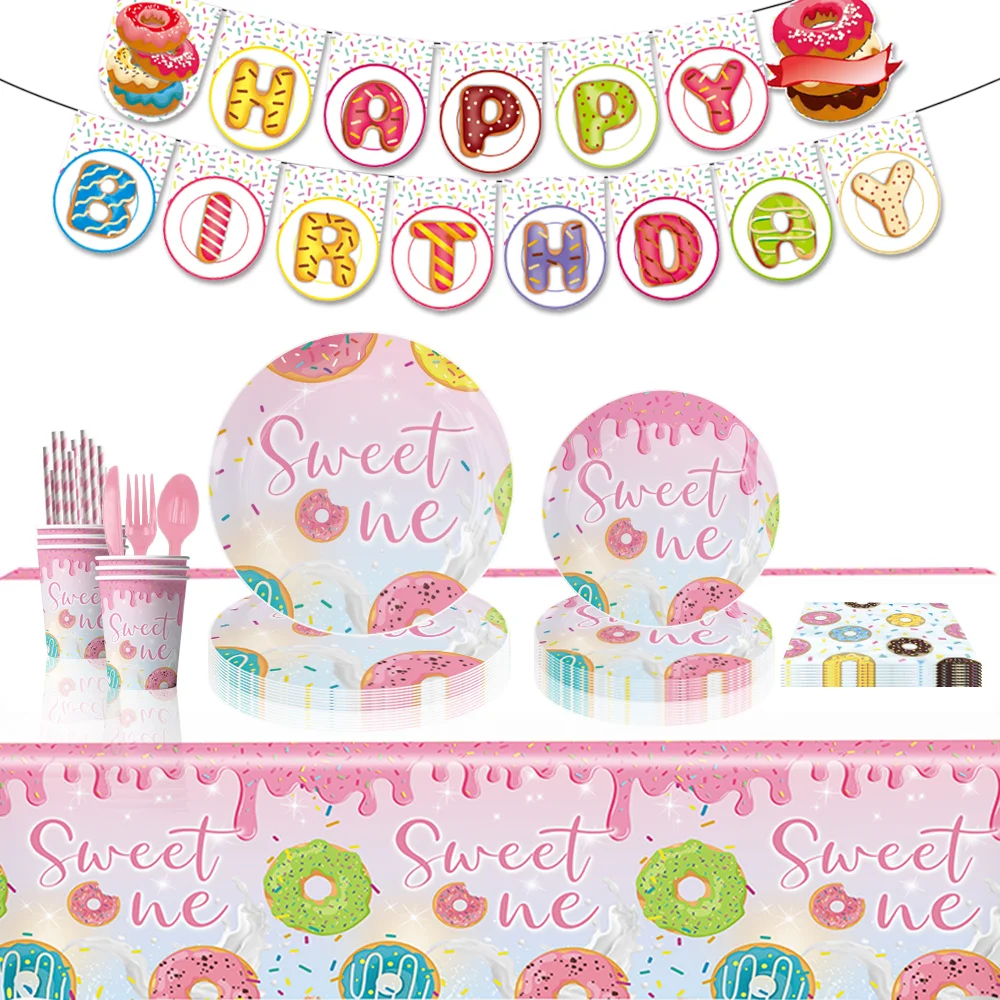 Sweet One Donuts Disposable Decorations Sets of Napkins Plates For Birthday Baby Shower Farewell Dinning Annivarsary Kids Party
Sweet One Donuts Disposable Decorations Sets of Napkins Plates For Birthday Baby Shower Farewell Dinning Annivarsary Kids Party