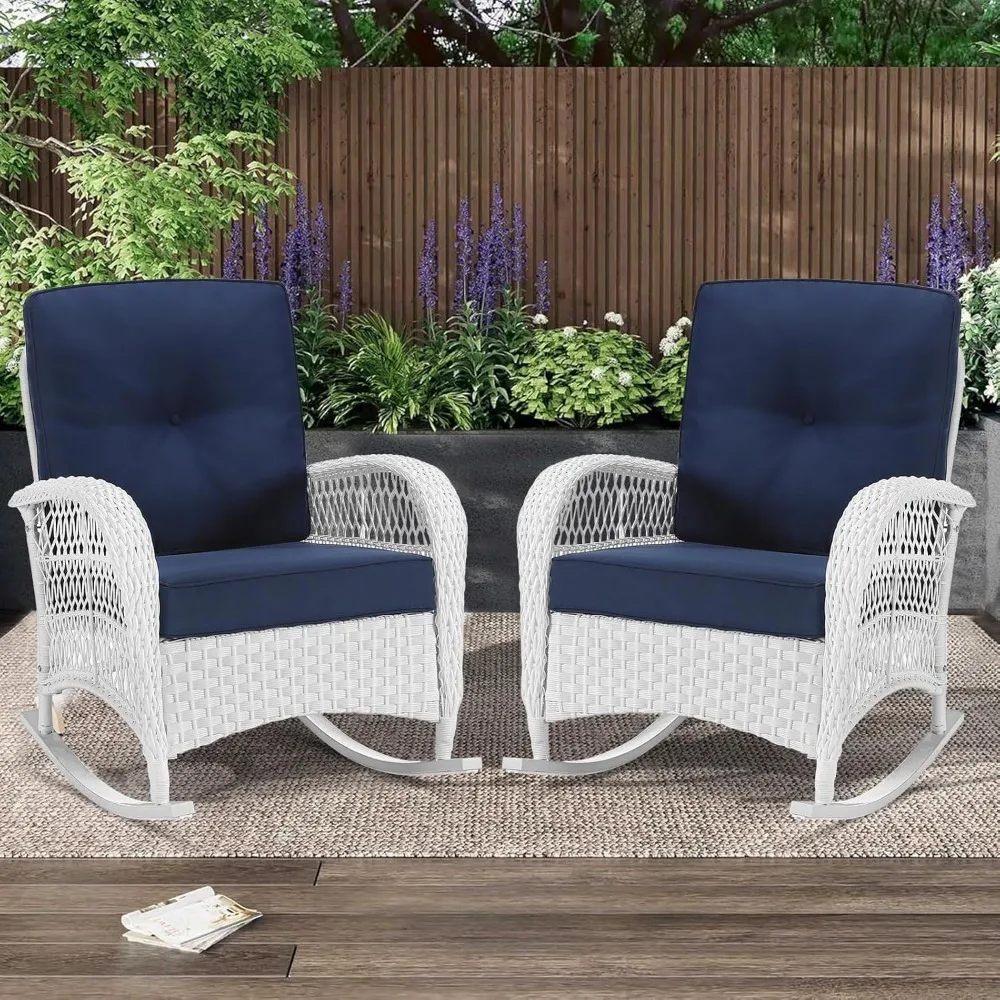 Outdoor Wicker Rocking Chairs Set of 2, Rattan Patio Rocker Chairs with Thick Cushions and High Back, All-Weather Patio Wicker
Outdoor Wicker Rocking Chairs Set of 2, Rattan Patio Rocker Chairs with Thick Cushions and High Back, All-Weather Patio Wicker