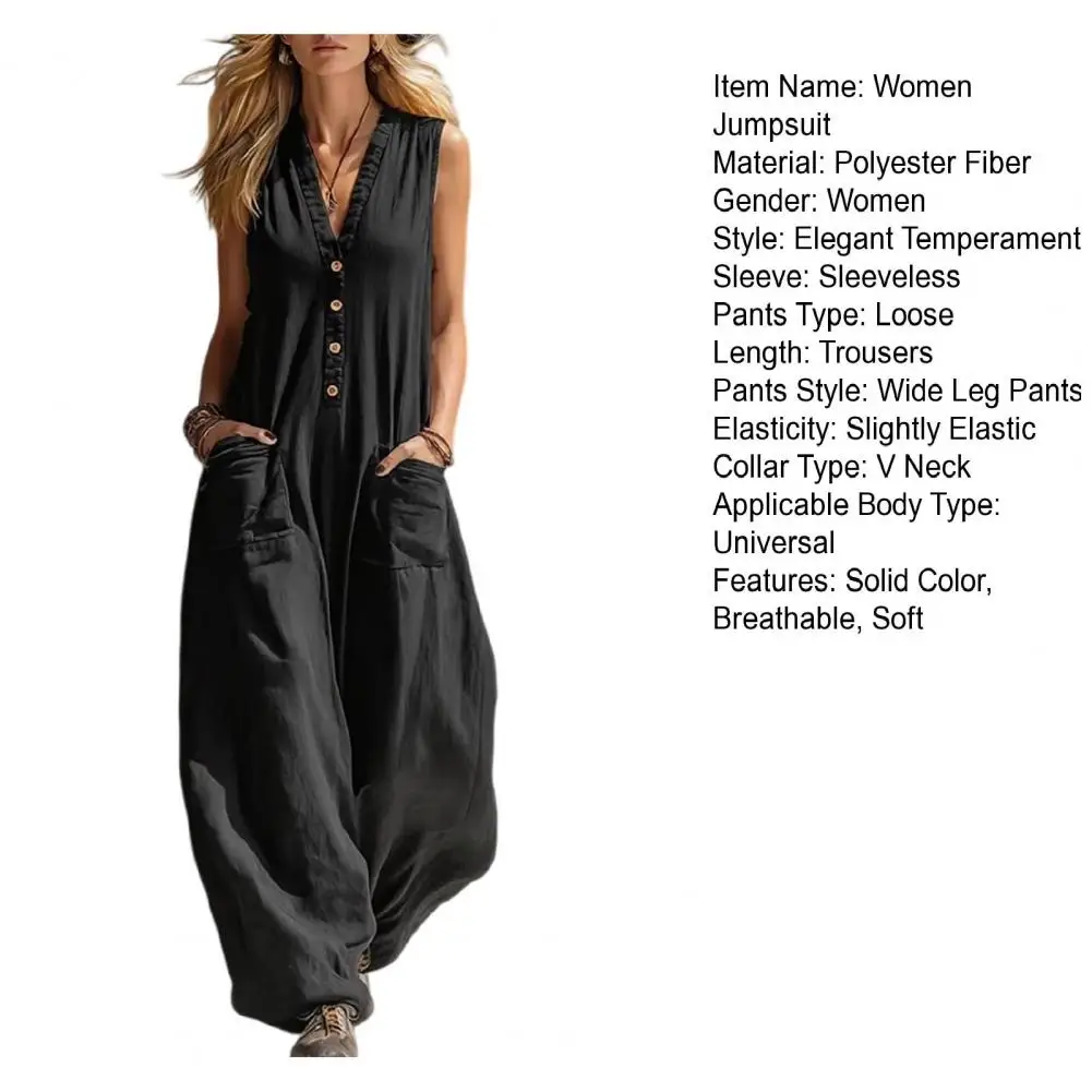 Модный новый комбинезон для женщин с V-образным вырезом, однотонный, с карманами, на одной пуговице, свободного кроя, с широкими штанинами, повседневный, стильный.
Модный новый комбинезон для женщин с V-образным вырезом, однотонный, с карманами, на одной пуговице, свободного кроя, с широкими штанинами, повседневный, стильный.
