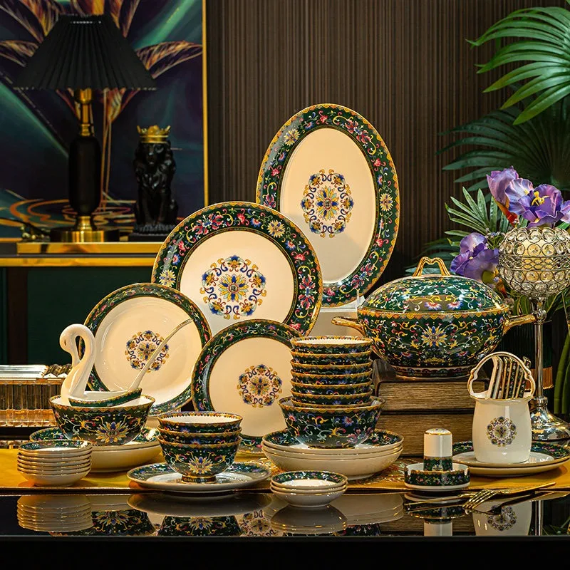 Enamel Tableware and Bowl Set Chinese Home Palace Style
Enamel Tableware and Bowl Set Chinese Home Palace Style