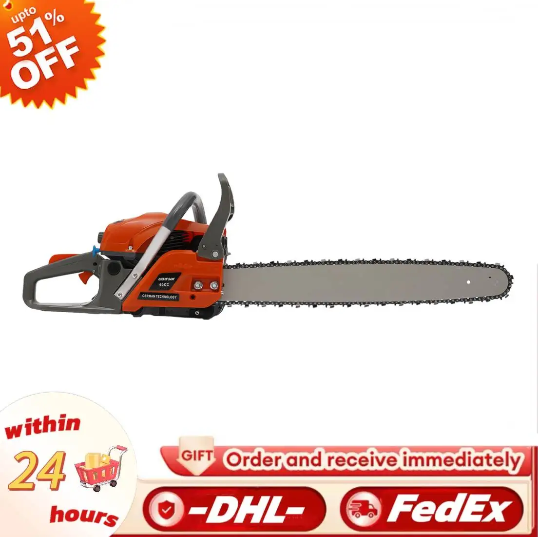60CC 2Strok Gasoline Powered Chainsaw Gas,2.8kw Handheld Cordless Petrol Chain Saw,Single Cylinder Cutting with 22'' Guide Bar
60CC 2Strok Gasoline Powered Chainsaw Gas,2.8kw Handheld Cordless Petrol Chain Saw,Single Cylinder Cutting with 22'' Guide Bar