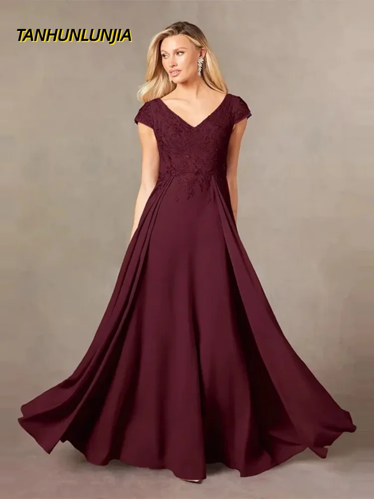 Customized Long A Line Burgundy Mother of the Bride Dresses with Skirt Wedding Party Dress vestidos de fiestas elegantes mujer
Customized Long A Line Burgundy Mother of the Bride Dresses with Skirt Wedding Party Dress vestidos de fiestas elegantes mujer