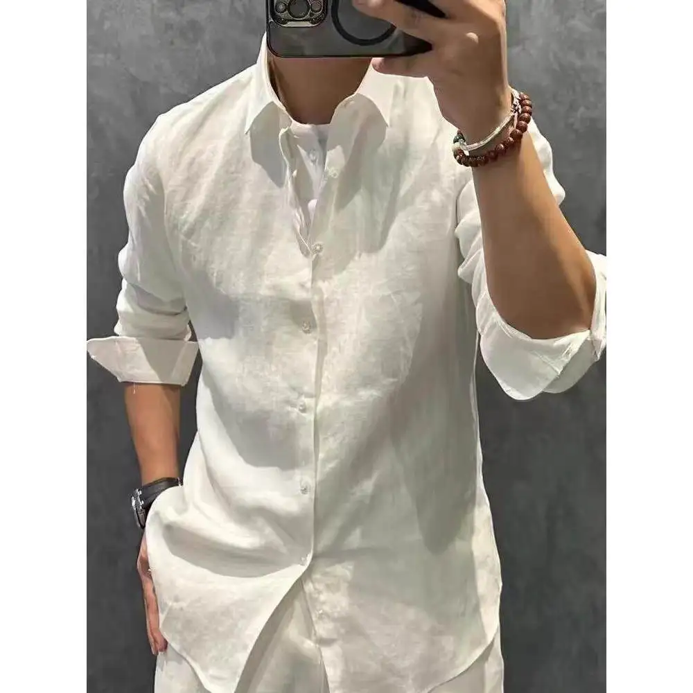 Men's Loose Fit Long Sleeve Linen Shirt Spring Summer New Style Casual Beach Casual Pure Color Top City Walk PU Leather Shirt
Men's Loose Fit Long Sleeve Linen Shirt Spring Summer New Style Casual Beach Casual Pure Color Top City Walk PU Leather Shirt