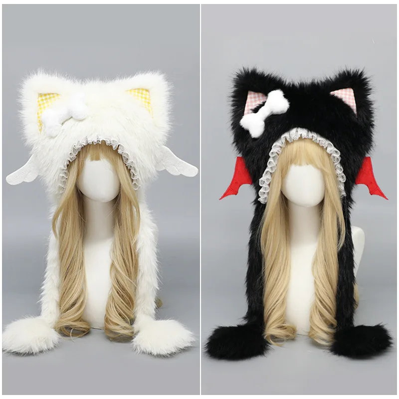 New Anime Cosplay Cat Ear Hat Plush Y2K Angel Devil Warm Lace Cute Ear Protection Hat Versatile Earflap Caps
New Anime Cosplay Cat Ear Hat Plush Y2K Angel Devil Warm Lace Cute Ear Protection Hat Versatile Earflap Caps