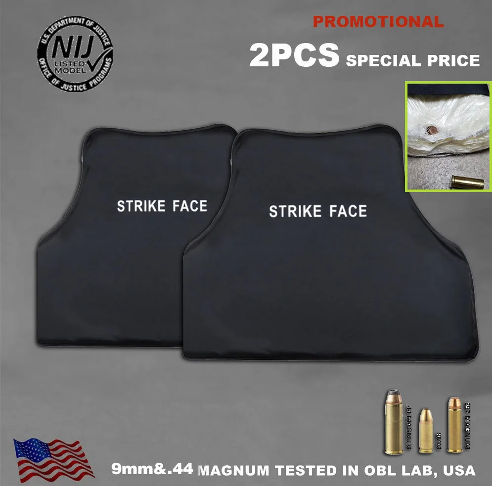 Real 2 Pieces NIJ 0101.06 9mm&.44mag Level IIIA Front And Back BulletProof Plate PE Soft Ballistic Side Panel for Tactical Vest
Real 2 Pieces NIJ 0101.06 9mm&.44mag Level IIIA Front And Back BulletProof Plate PE Soft Ballistic Side Panel for Tactical Vest