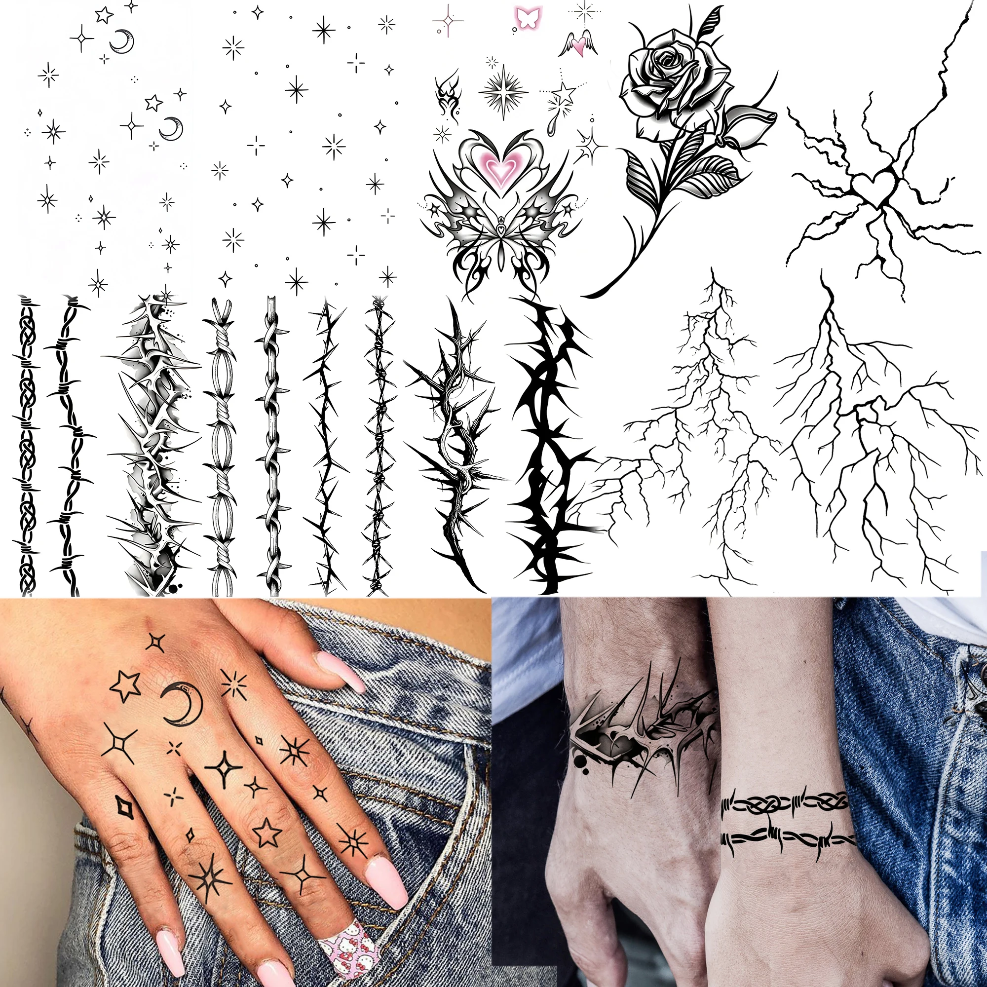 1 Sheet Iron Chain Start Rose Temporary Tattoos For Adult Hand Finger, Fake Tattoo Sticker Long Lasting Realistic Tatoo Body Art
1 Sheet Iron Chain Start Rose Temporary Tattoos For Adult Hand Finger, Fake Tattoo Sticker Long Lasting Realistic Tatoo Body Art