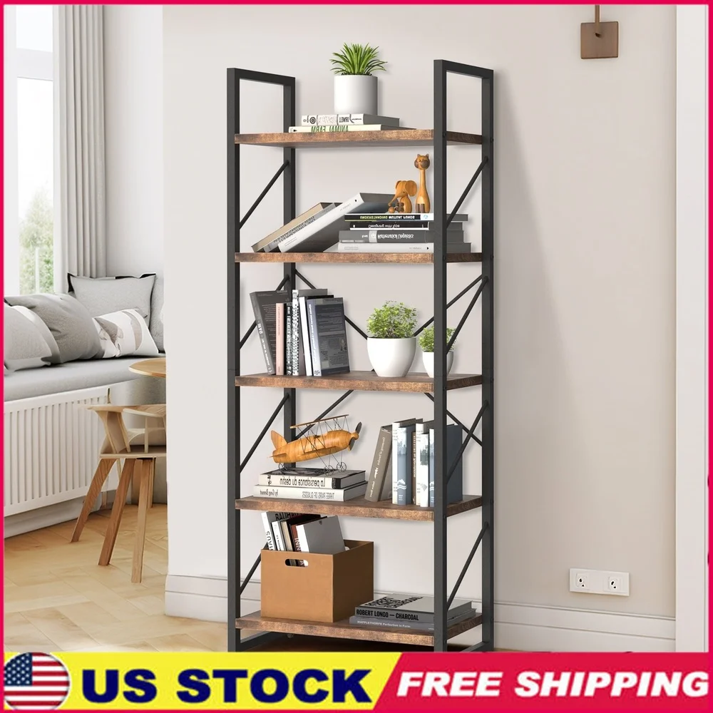 5-Tier Bookshelf Sturdy Wood Bookcase with Metal Frame Vertical Storage Rack Living Room Office Plant Display Organizer
5-Tier Bookshelf Sturdy Wood Bookcase with Metal Frame Vertical Storage Rack Living Room Office Plant Display Organizer