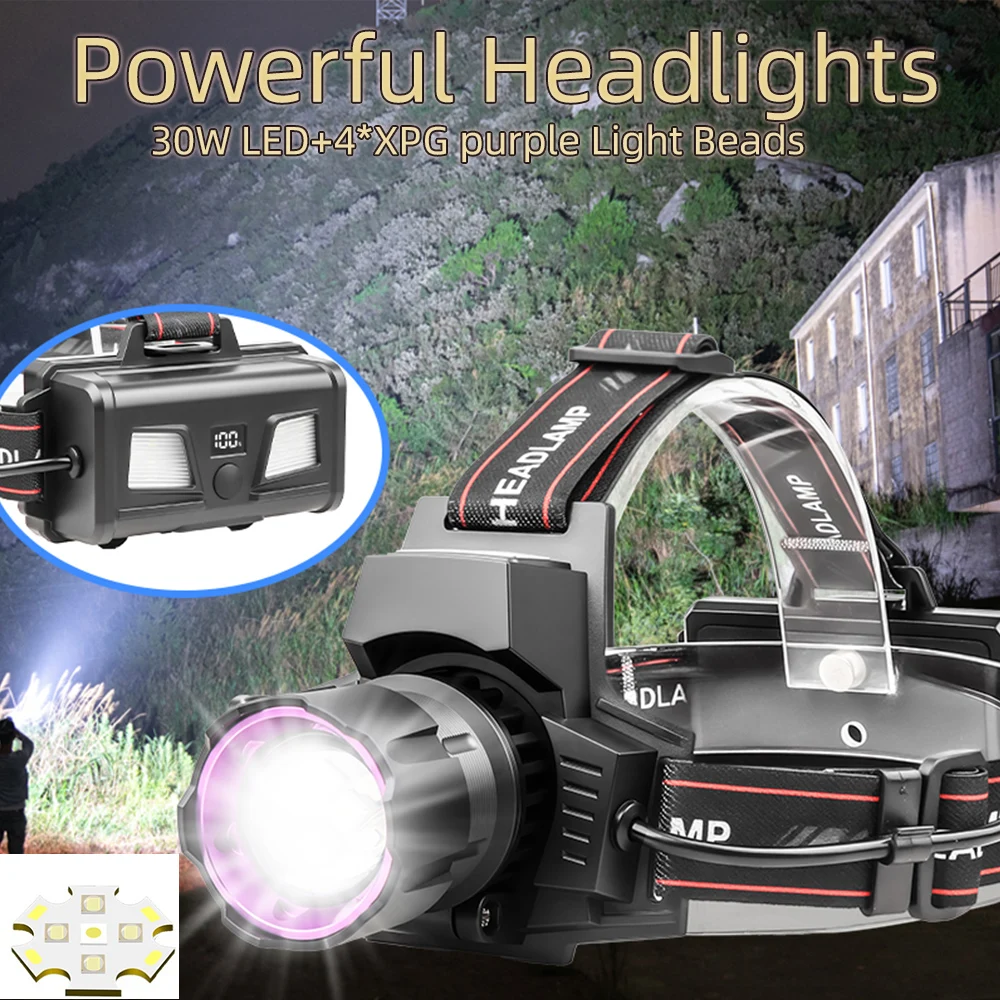 Мощный налобный белый светодиодный налобный фонарь с УФ-светом и функцией масштабирования, водонепроницаемый перезаряжаемый налобный фонарь типа C для рыбалки, кемпинга
Мощный налобный белый светодиодный налобный фонарь с УФ-светом и функцией масштабирования, водонепроницаемый перезаряжаемый налобный фонарь типа C для рыбалки, кемпинга
