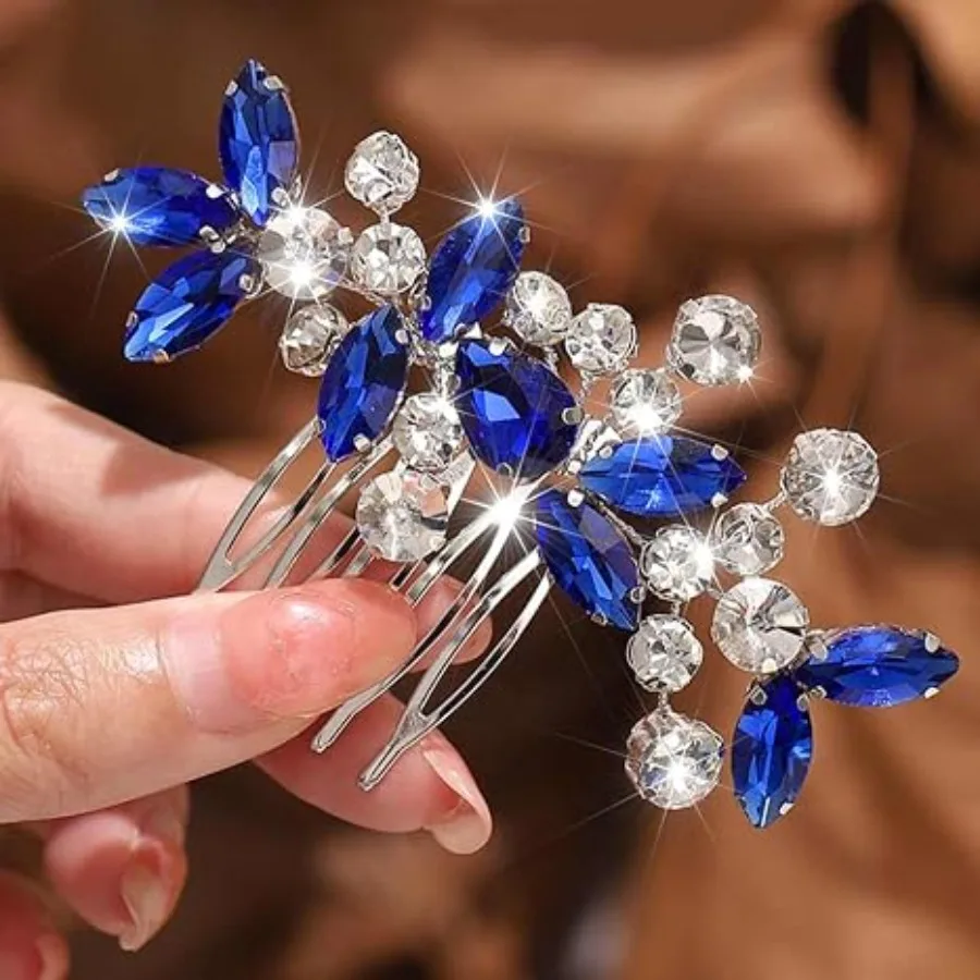 Blue Wedding Hair Comb Crystal Bridal Side Clip Rhinestones Bridesmaid Hairpiece Accessories for Brides and Women (Blue)
Blue Wedding Hair Comb Crystal Bridal Side Clip Rhinestones Bridesmaid Hairpiece Accessories for Brides and Women (Blue)