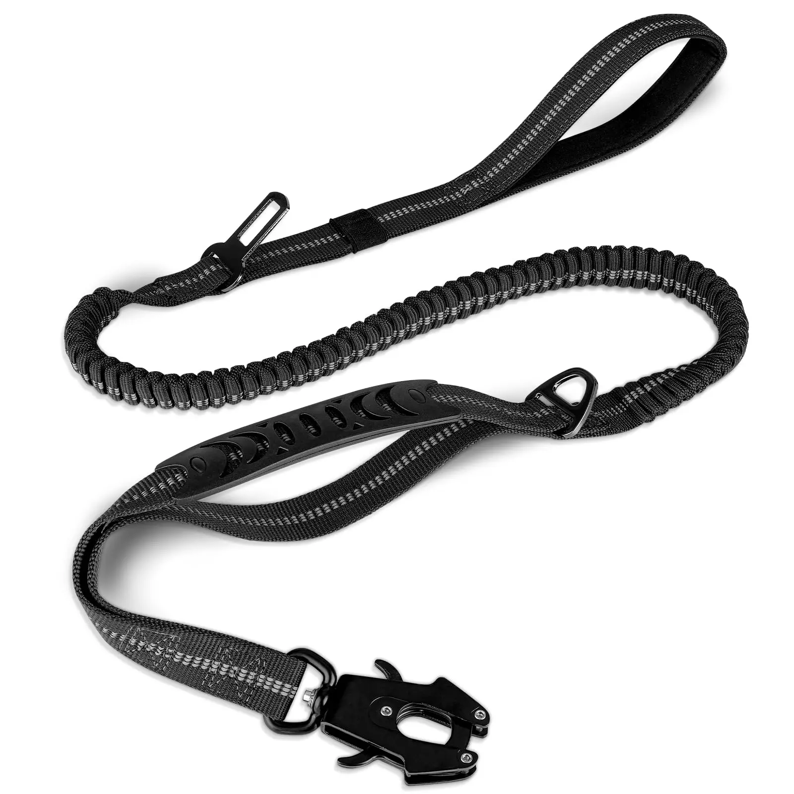 Tactical Dog Leash Shock Absorbing Lead with 2 Padded Handle Metal Clip Car Seatbelt Strong No Pull Leash for Medium Large Dogs
Tactical Dog Leash Shock Absorbing Lead with 2 Padded Handle Metal Clip Car Seatbelt Strong No Pull Leash for Medium Large Dogs