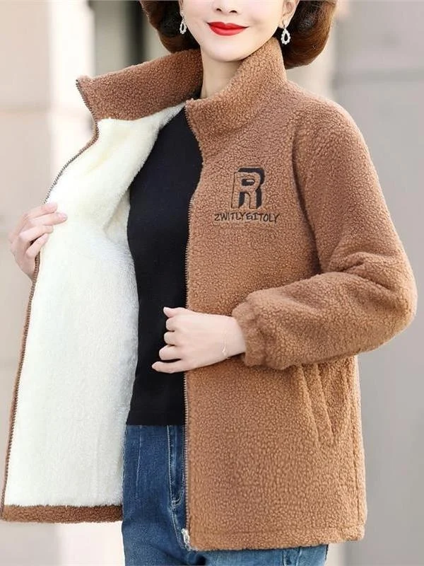 Faionable Lamb Fur Cotton Jaet Women's Loose Stand Collar Fce Lined Warm Sli Top for Middle Aged And ly
Faionable Lamb Fur Cotton Jaet Women's Loose Stand Collar Fce Lined Warm Sli Top for Middle Aged And ly