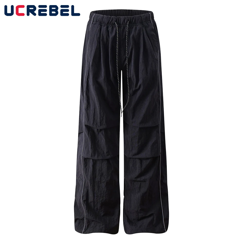 Pleated Spliced Casual Sports Pants Mens High Street Drawstring Elastic Waist Straight Wide Leg Baggy Jogger Pants
Pleated Spliced Casual Sports Pants Mens High Street Drawstring Elastic Waist Straight Wide Leg Baggy Jogger Pants