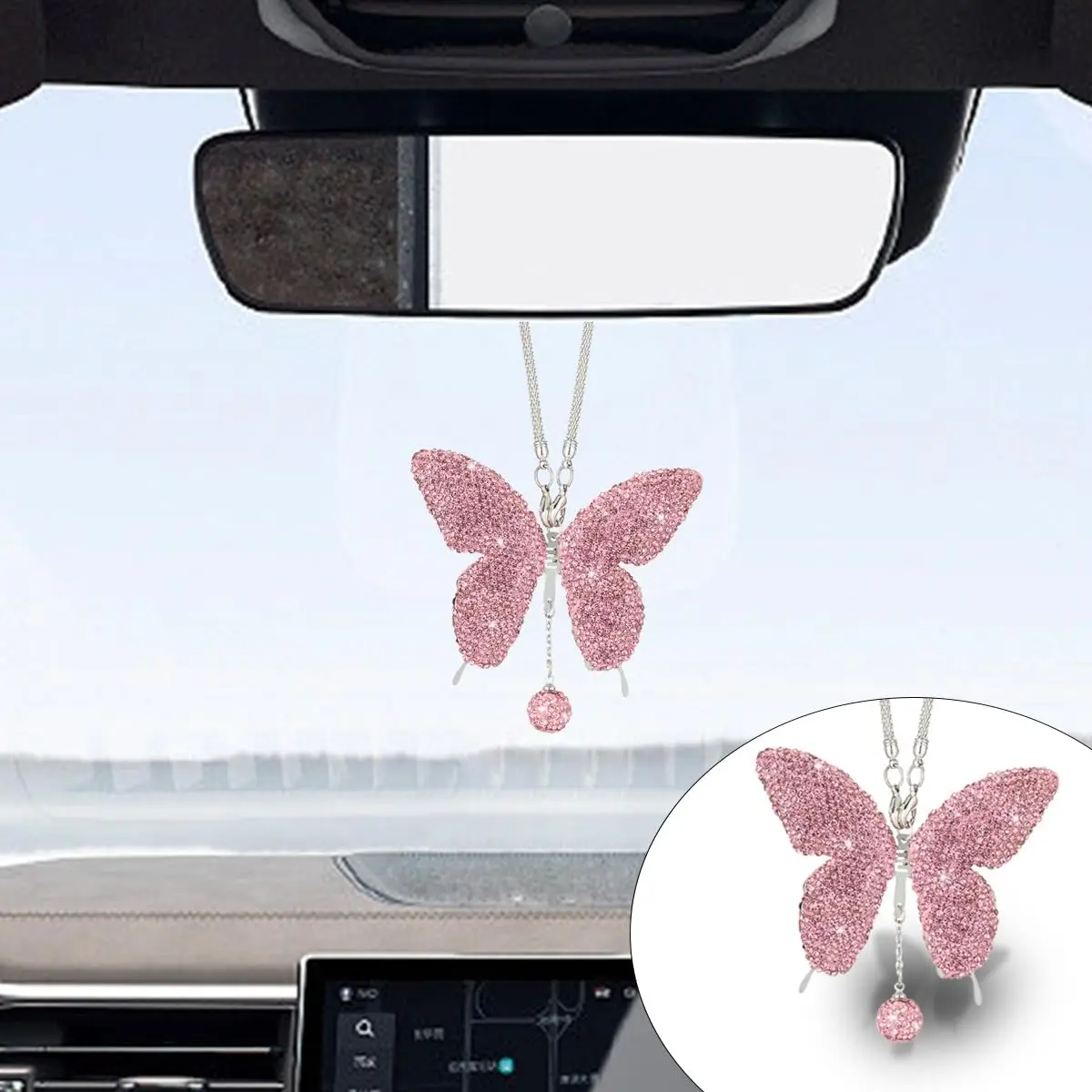 Pink Crystal Butterfly Car Charm, Elegant Rearview Mirror Hanging Ornament for Women, Lucky
Pink Crystal Butterfly Car Charm, Elegant Rearview Mirror Hanging Ornament for Women, Lucky