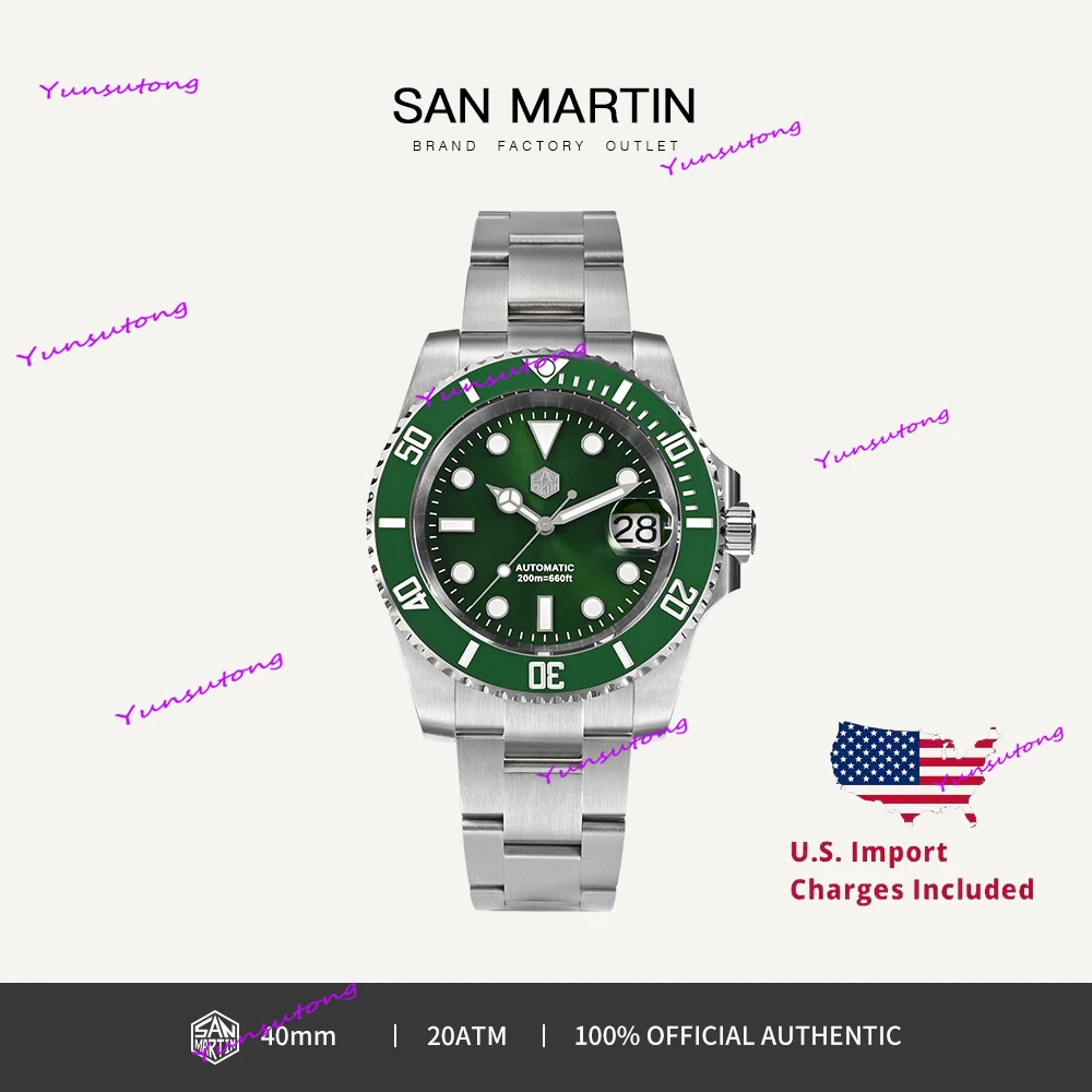 San Martin 40.5mm Water Ghost Dive Watch NH35 Automatic Mechanical Men Wristwatch Stainless Steel Sapphire 20Bar Luminous SN0017
San Martin 40.5mm Water Ghost Dive Watch NH35 Automatic Mechanical Men Wristwatch Stainless Steel Sapphire 20Bar Luminous SN0017