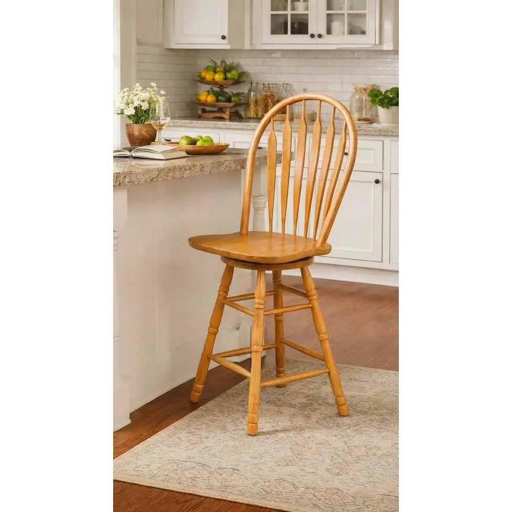 24 Swivel Barstool with Arrowback Design | Light Oak Solid Wood | Ideal for Dining and Kitchen Areas
24 Swivel Barstool with Arrowback Design | Light Oak Solid Wood | Ideal for Dining and Kitchen Areas
