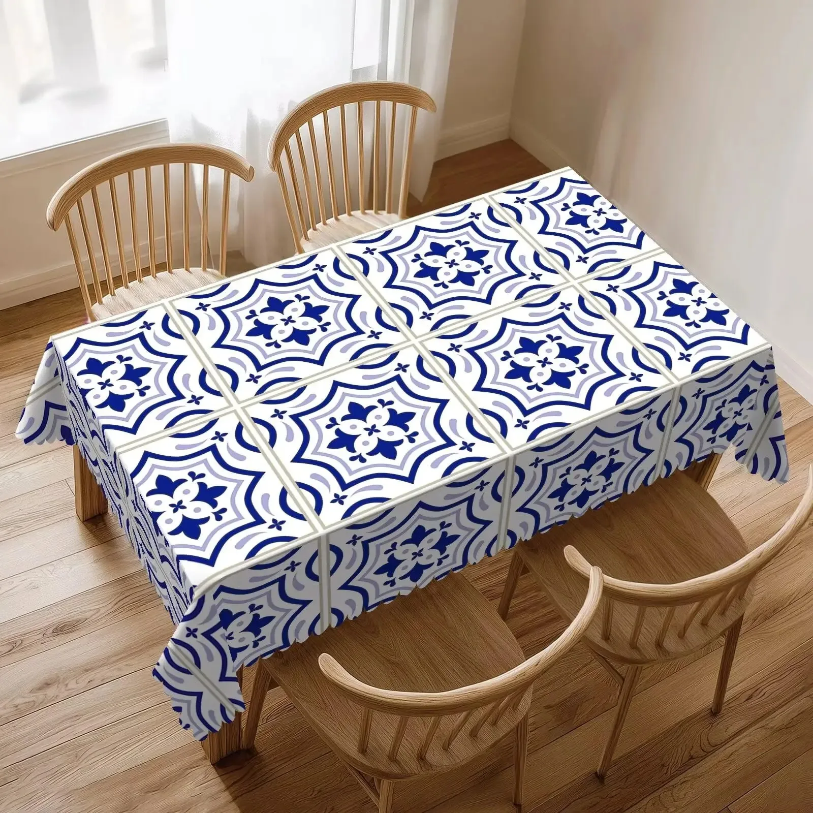 Mediterranean Tile Waterproof Polyester Tablecloth 2D Flat Printed Blue White Table Cover For Kitchen Dining Room Decor
Mediterranean Tile Waterproof Polyester Tablecloth 2D Flat Printed Blue White Table Cover For Kitchen Dining Room Decor