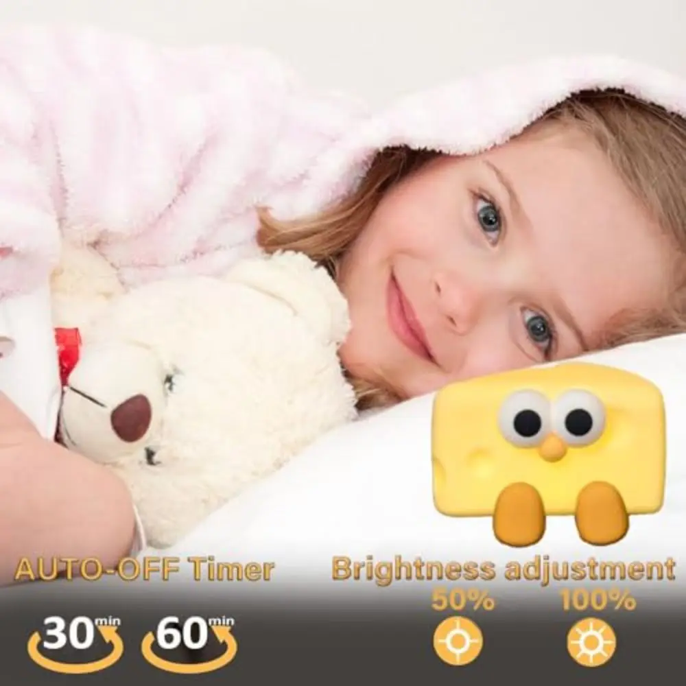 USB Rechargeable Cheese-shaped Night Light Cartoon Adjustable Brightness Bedside Sleeping Light Cute with Timer Dimmable Feature
USB Rechargeable Cheese-shaped Night Light Cartoon Adjustable Brightness Bedside Sleeping Light Cute with Timer Dimmable Feature