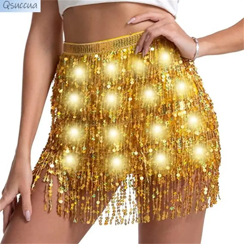 Belly Dance Waist Chain Four-Layer Luminous Women's Sequined Tassel Hip Skirt Scarf Nightclub Performance LED Waist Scarf
Belly Dance Waist Chain Four-Layer Luminous Women's Sequined Tassel Hip Skirt Scarf Nightclub Performance LED Waist Scarf