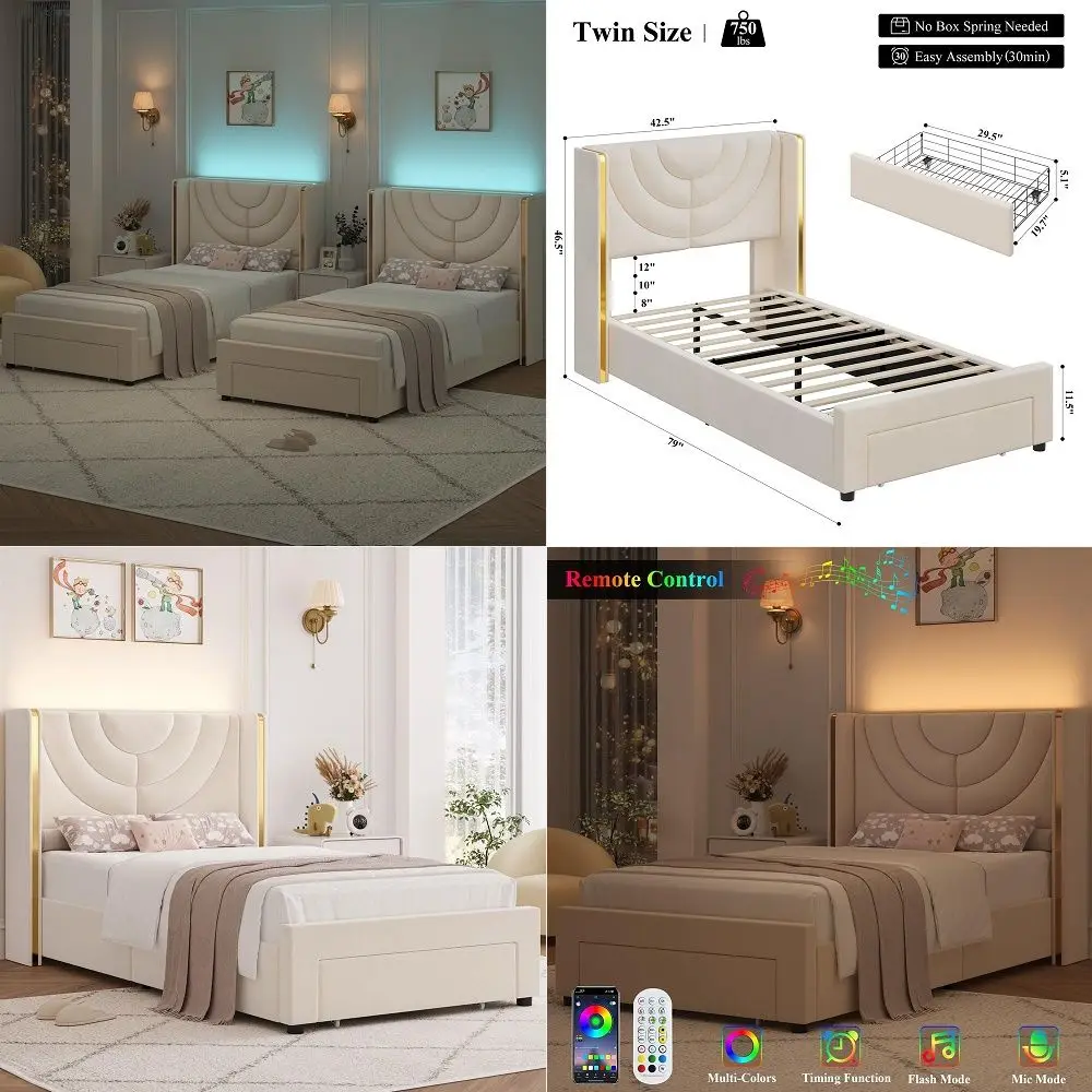 Size Daybed with Storage Shelves, Drawers amp Desk and LED Light, Upholstered Headboard and Backrest, Modern Platform Bed for B
Size Daybed with Storage Shelves, Drawers amp Desk and LED Light, Upholstered Headboard and Backrest, Modern Platform Bed for B