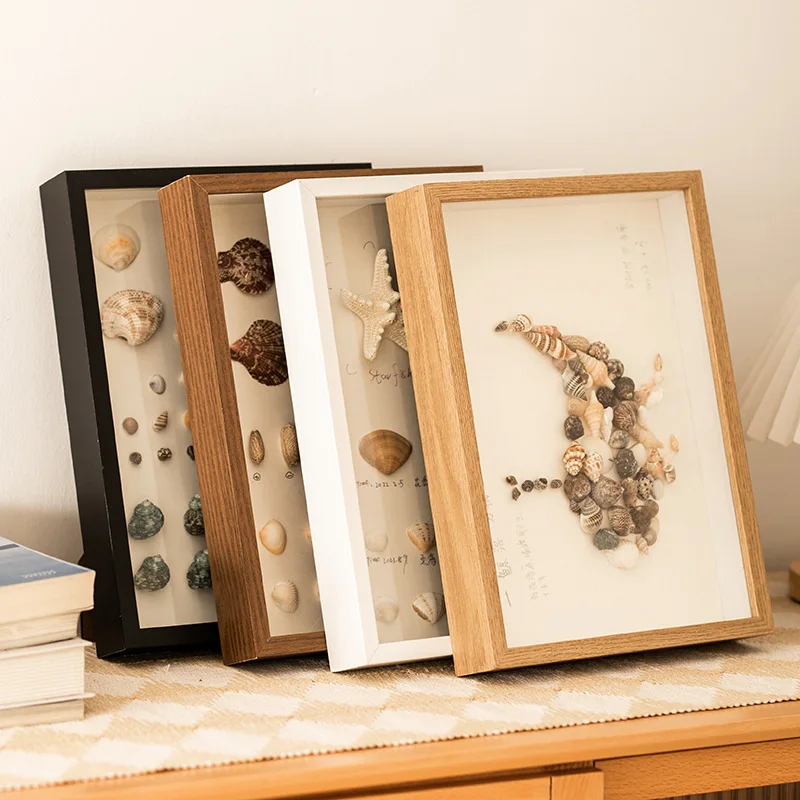 Handmade Hollow Wooden Photo Frame Creative Decoration Specimen Frame Modern Simple Style Rectangular Artificial Board