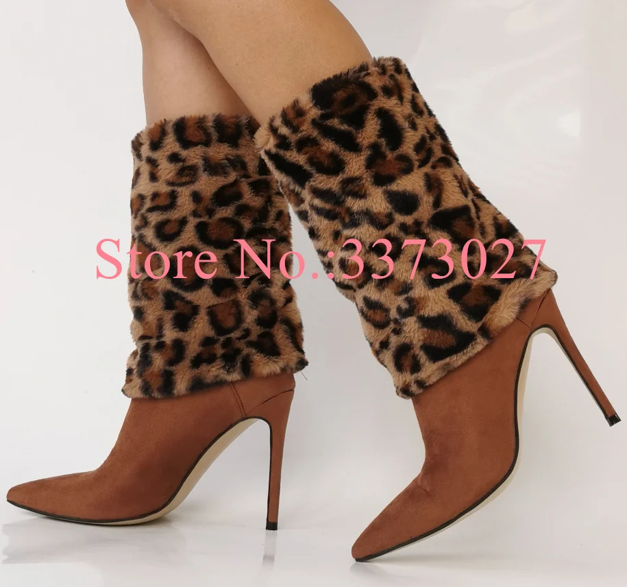 Sexy Leopard Woman Boots Fashion Thin Heel Fur Decore Lady Short Boots New Mid-calf Winter Boots Banquet Shoes
Sexy Leopard Woman Boots Fashion Thin Heel Fur Decore Lady Short Boots New Mid-calf Winter Boots Banquet Shoes
