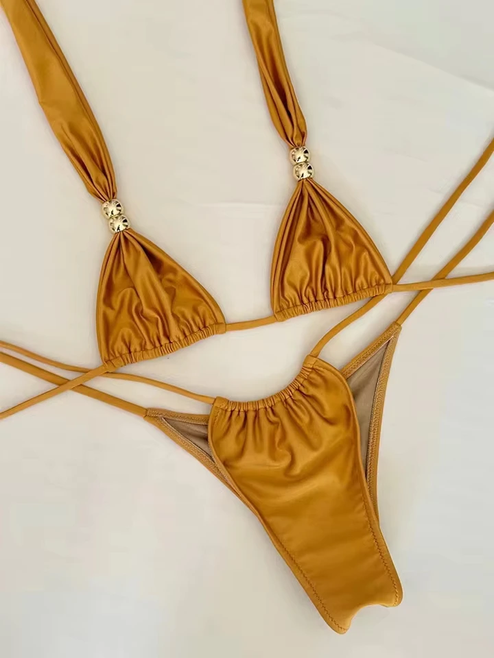 Vzvn 2026 New All Season Backless Bikinis Sexy Solid Laced Up Thong Bikinis for Women Split Swimsuit Beach Bikini 2 Piece Set
Vzvn 2026 New All Season Backless Bikinis Sexy Solid Laced Up Thong Bikinis for Women Split Swimsuit Beach Bikini 2 Piece Set