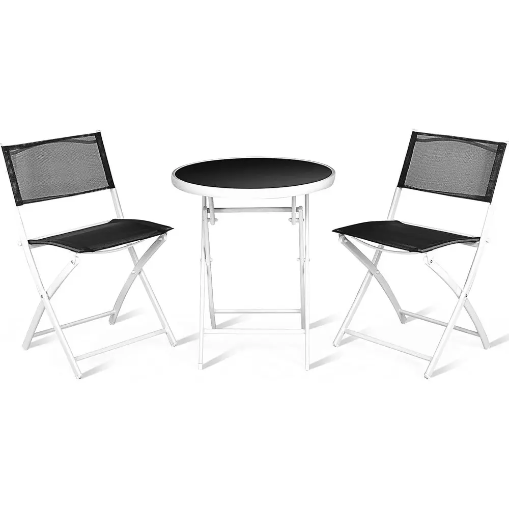 3-Piece Outdoor Patio Bistro Set, Ready to Use, Black Metal Chairs & Glass Table for Garden, Poolside, Backyard.
3-Piece Outdoor Patio Bistro Set, Ready to Use, Black Metal Chairs & Glass Table for Garden, Poolside, Backyard.