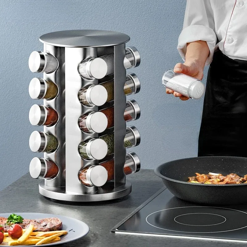 Stainless Steel Rotating Seasoning Rack Nordic Style Kitchen Special 360-degree Rotating Countertop Seasoning Storage Rack
Stainless Steel Rotating Seasoning Rack Nordic Style Kitchen Special 360-degree Rotating Countertop Seasoning Storage Rack