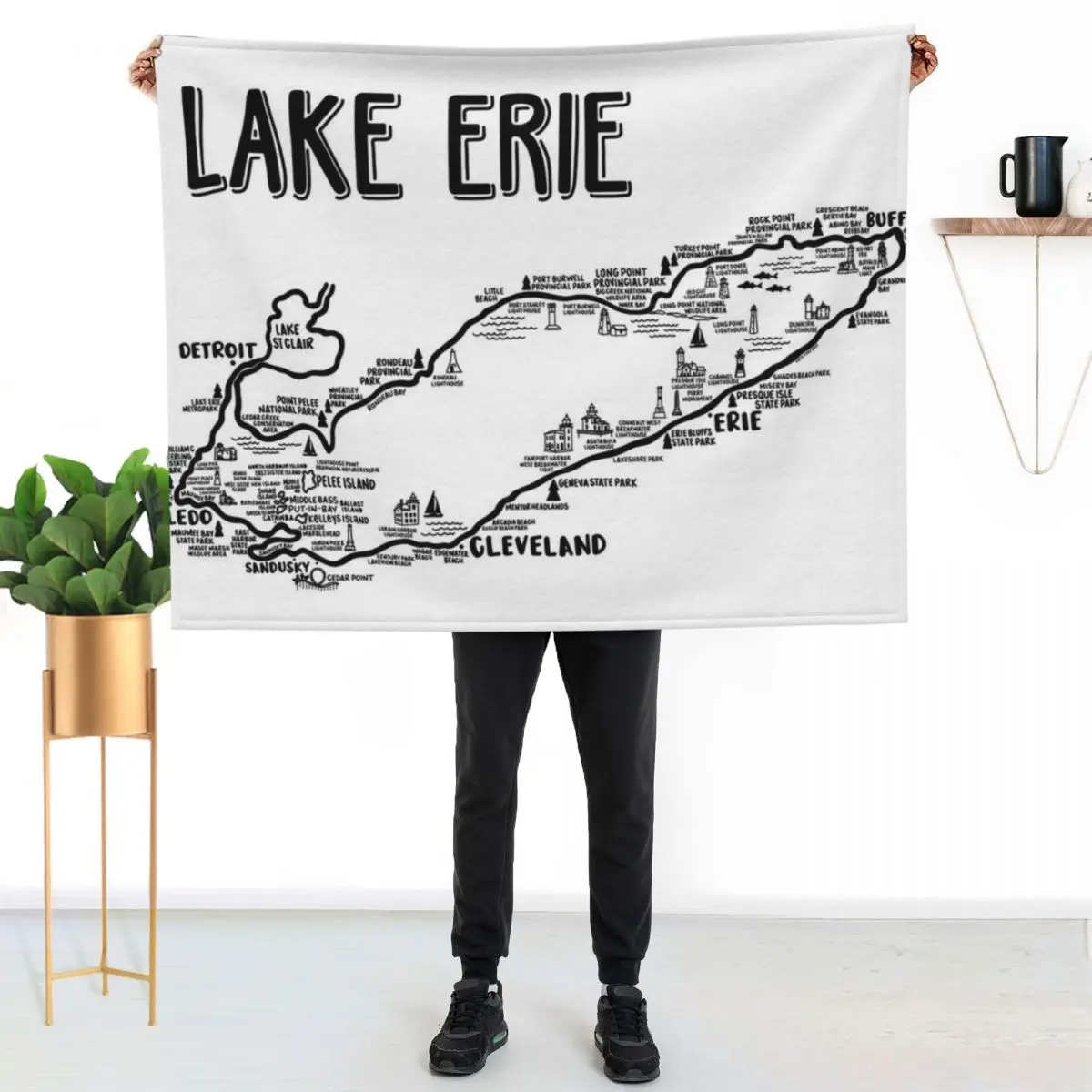 Lake Erie Map Throw Blanket Soft Sherpa Fleece Warm Blanket for Winter
Lake Erie Map Throw Blanket Soft Sherpa Fleece Warm Blanket for Winter
