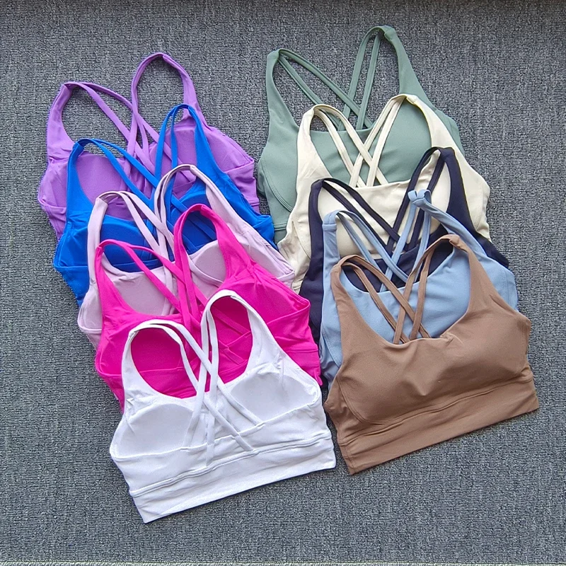 Solid color women's U-shaped cross back sports bra, fitness exercise yoga sports bra, tight fitting training, jogging soft belt
Solid color women's U-shaped cross back sports bra, fitness exercise yoga sports bra, tight fitting training, jogging soft belt
