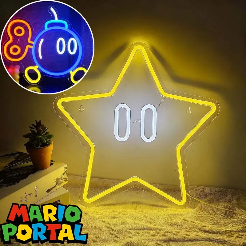 Неоновые светильники Super Mario Stars: креативное светодиодное освещение для дома, бара, спальни, игровой комнаты, свадебной вечеринки, декора стен
Неоновые светильники Super Mario Stars: креативное светодиодное освещение для дома, бара, спальни, игровой комнаты, свадебной вечеринки, декора стен