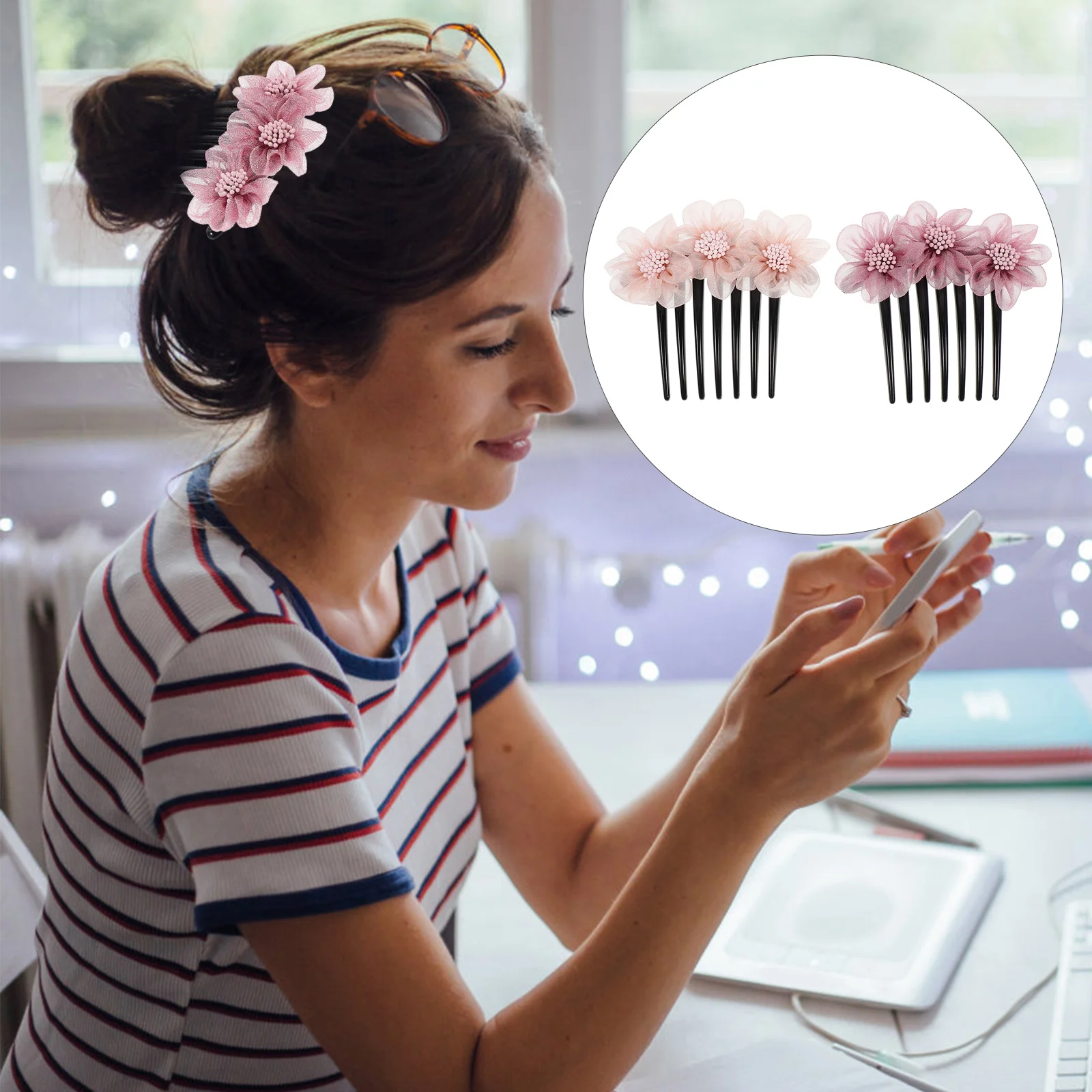 2 Pcs Hair Comb Pins Elegant Flower Decorative Fabric Art for Bride Wedding Bridal Accessories Gentle Comfortable
2 Pcs Hair Comb Pins Elegant Flower Decorative Fabric Art for Bride Wedding Bridal Accessories Gentle Comfortable