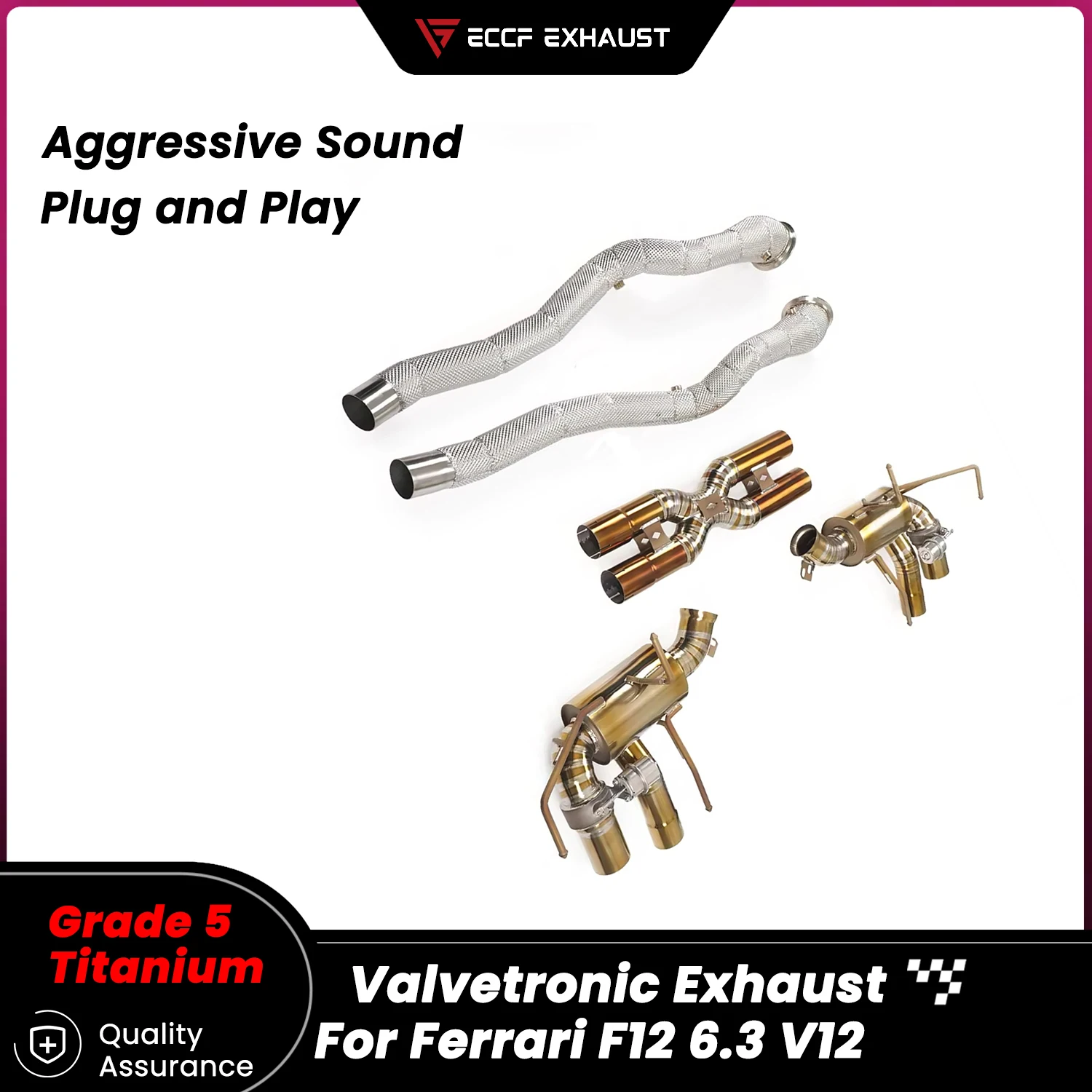 Valved Sport Sound Titanium Catback Exhaust With Downpipe For Ferrari F12 6.3 V12 Powerful Sound Performance
Valved Sport Sound Titanium Catback Exhaust With Downpipe For Ferrari F12 6.3 V12 Powerful Sound Performance