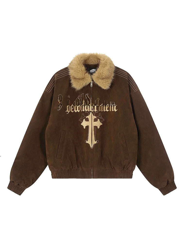 Free Center American Retro Gothic Cross Stitched Cotton Jaet for Women Winter Fur Collar Jaet Loose Fit Long Sve
Free Center American Retro Gothic Cross Stitched Cotton Jaet for Women Winter Fur Collar Jaet Loose Fit Long Sve