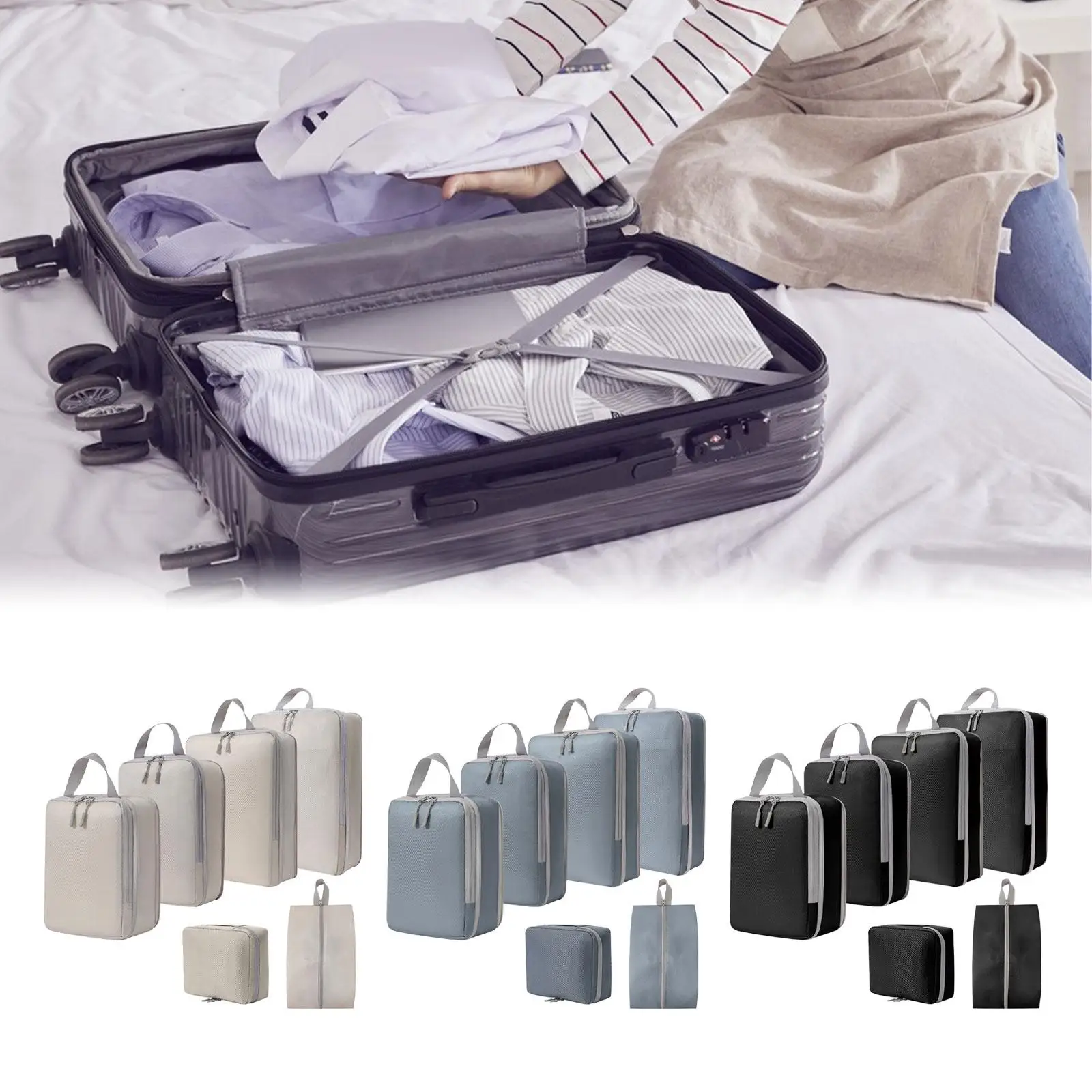 6Pcs Portable Packing Cubes Luggage Organizers for Business Travel Holidays
6Pcs Portable Packing Cubes Luggage Organizers for Business Travel Holidays