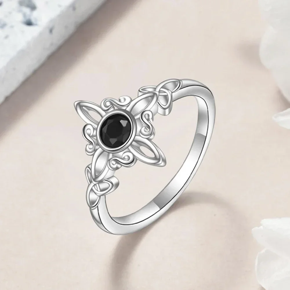 925 Silver Plating Witches Knot Rings for Women Obsidian Celtic Trinity Knot Ring Pagan Wicca Cross Jewelry New Year Gift
925 Silver Plating Witches Knot Rings for Women Obsidian Celtic Trinity Knot Ring Pagan Wicca Cross Jewelry New Year Gift