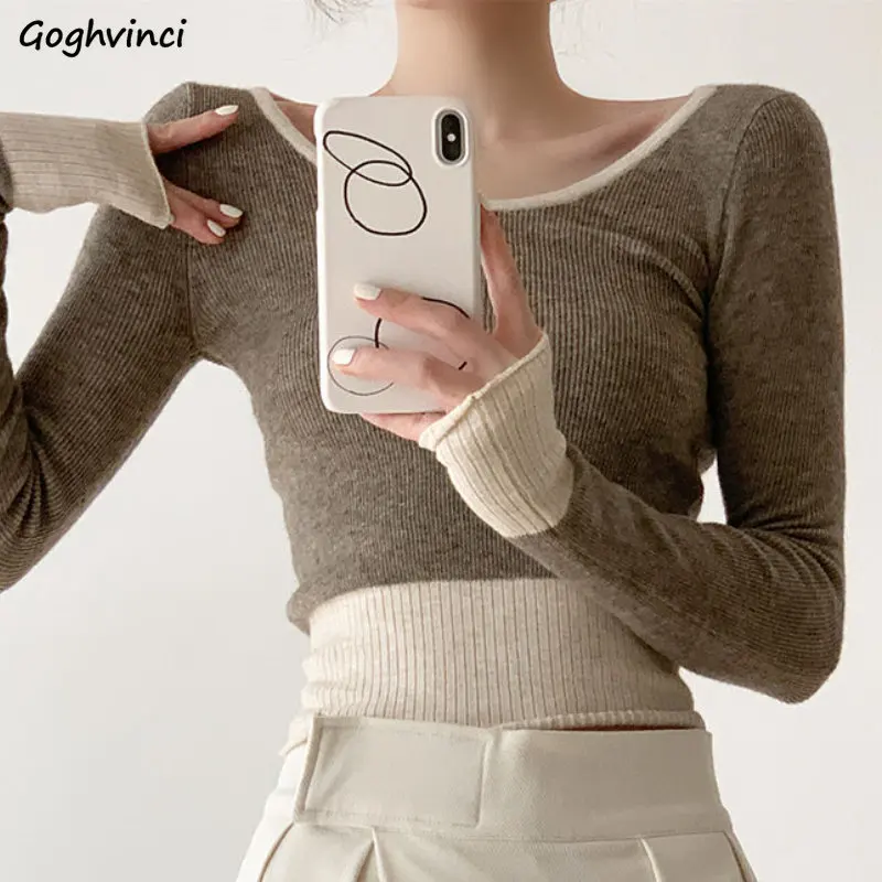 Panelled O-neck Pullovers for Women Slim Sexy Temperament Vintage Ins Casual Simple Elegant Ladies Spring Knitted Sweaters Chic
Panelled O-neck Pullovers for Women Slim Sexy Temperament Vintage Ins Casual Simple Elegant Ladies Spring Knitted Sweaters Chic