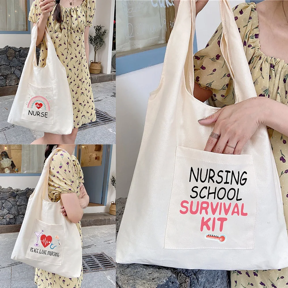 Women's Shopping Bags Canvas Commuter Shoulder Vest Bag Large Reusable Grocery Handbags Nurse Pattern Eco Tote Shopper Bag
Women's Shopping Bags Canvas Commuter Shoulder Vest Bag Large Reusable Grocery Handbags Nurse Pattern Eco Tote Shopper Bag