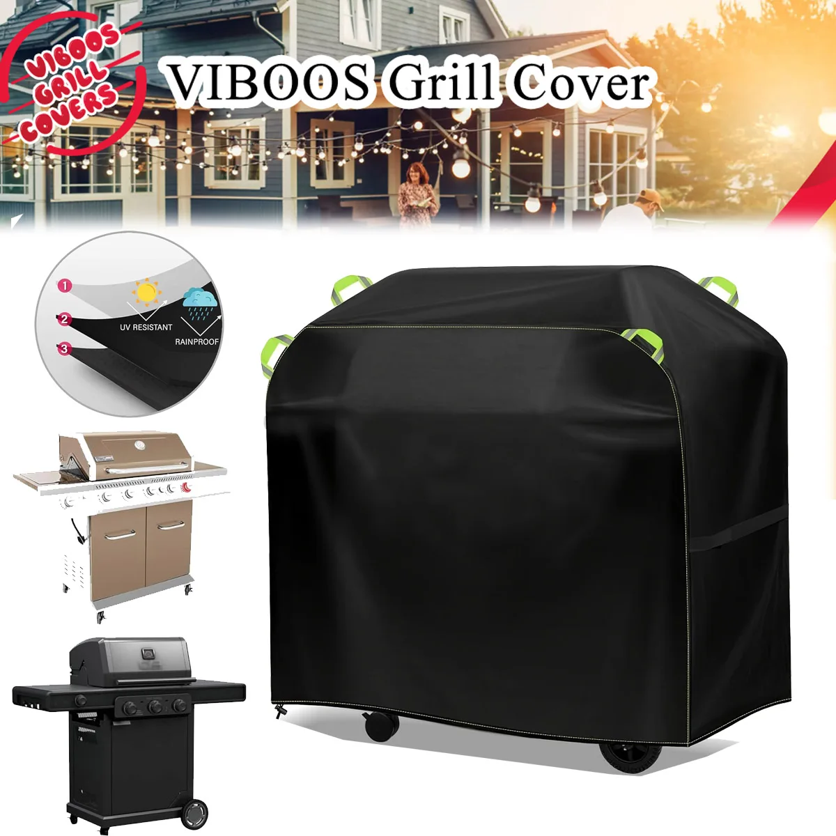 BBQ Cover, BBQ Gas Grill Cover, Suitable for Outdoor Barbecue, Waterproof, UV-proof, 4 Hand-held Adjustable Hem Drawstrings
BBQ Cover, BBQ Gas Grill Cover, Suitable for Outdoor Barbecue, Waterproof, UV-proof, 4 Hand-held Adjustable Hem Drawstrings
