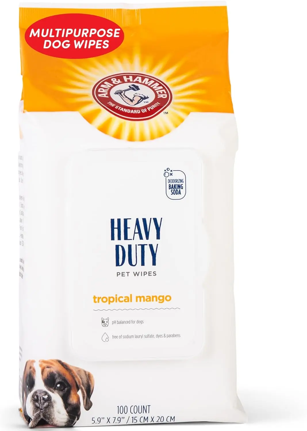 Heavy Duty Multipurpose Dog Wipes for Paw Butt Coat Cleaning Deodorizing Mango Scent 100 Count
Heavy Duty Multipurpose Dog Wipes for Paw Butt Coat Cleaning Deodorizing Mango Scent 100 Count