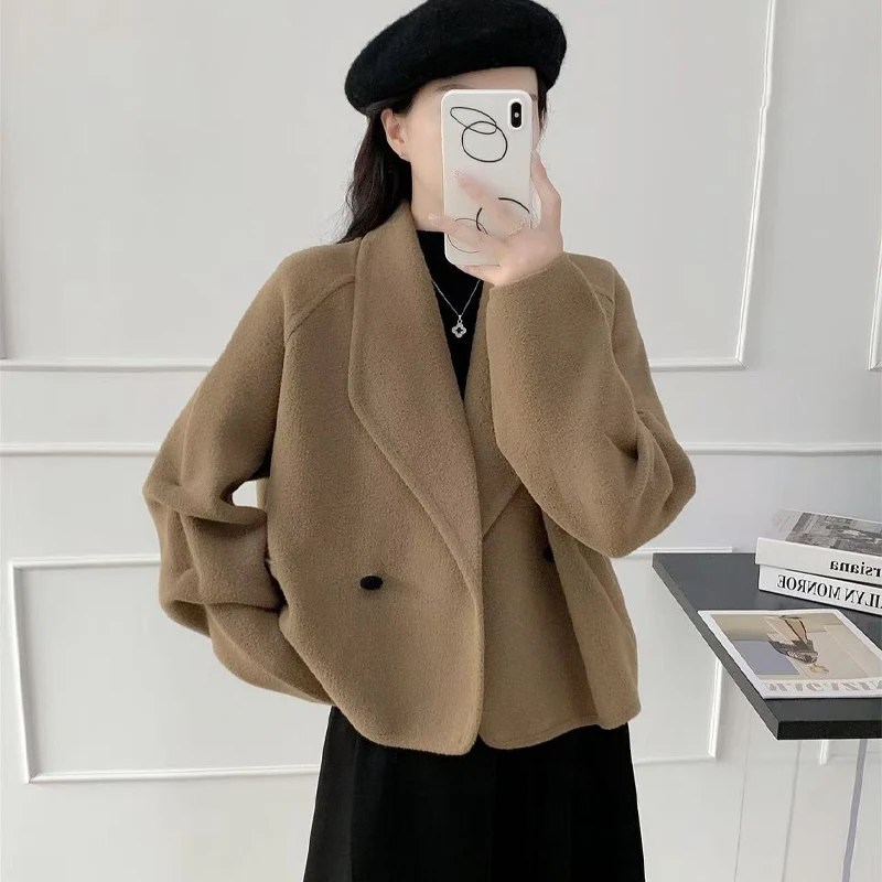 Spring Autumn New Sle ort Woolen Coat Women's Loose Fit Tailored Collar Little Bla Dr Wind Faion Open Cardigan Top
Spring Autumn New Sle ort Woolen Coat Women's Loose Fit Tailored Collar Little Bla Dr Wind Faion Open Cardigan Top
