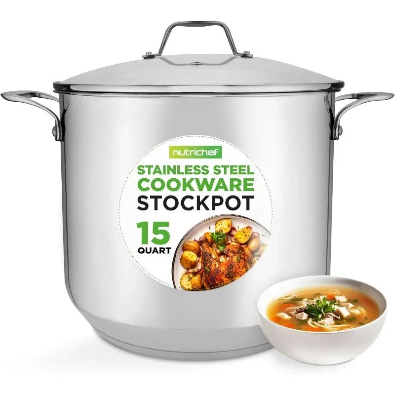 Large Stainless Steel Stock Pot with Tempered Glass Lid - Induction Compatible Stockpot
Large Stainless Steel Stock Pot with Tempered Glass Lid - Induction Compatible Stockpot