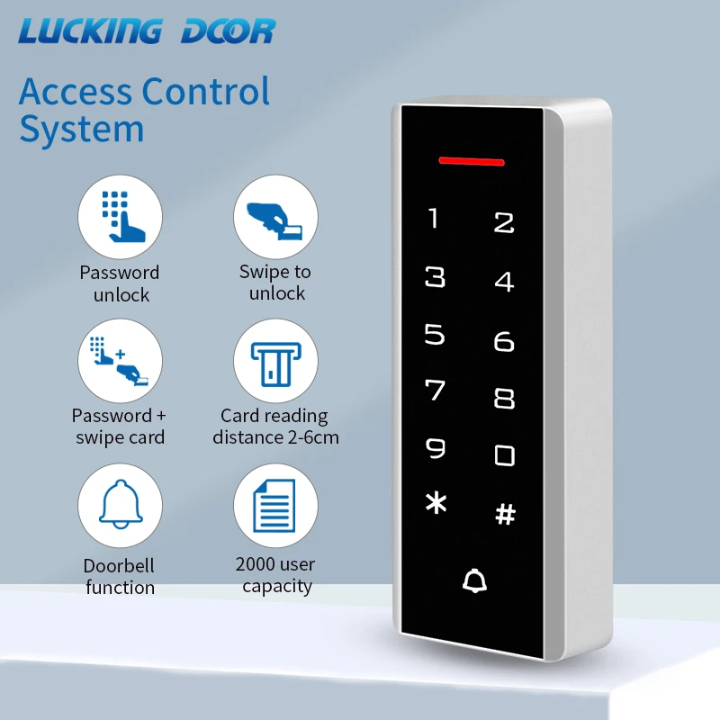 Mini Narrow Size Access Control Keypads RFID Access Controller Touch Door Opener System TK4100 125KHz Key Card Wiegand 2000 User
Mini Narrow Size Access Control Keypads RFID Access Controller Touch Door Opener System TK4100 125KHz Key Card Wiegand 2000 User