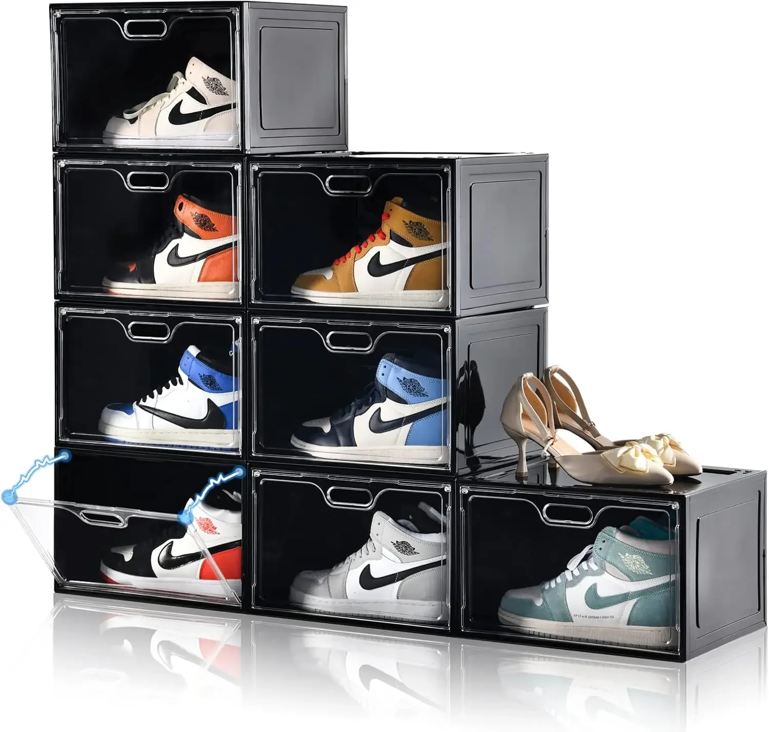 High quality 8 Pack Shoe Boxes Black Plastic Stackable, Large Shoe Storage Organizer
High quality 8 Pack Shoe Boxes Black Plastic Stackable, Large Shoe Storage Organizer