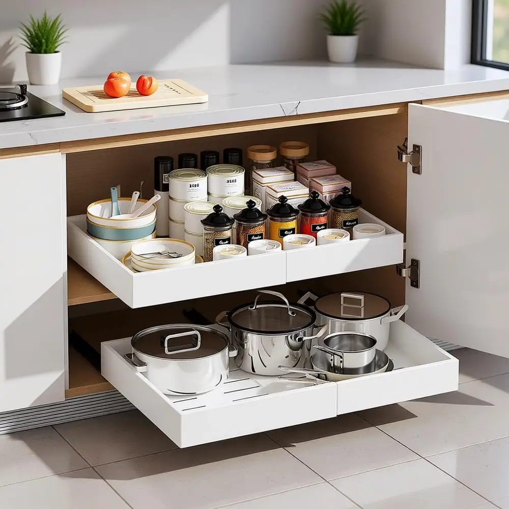 Heavy-Duty Pull-Out Drawer Organizer for Kitchen Cabinets, 12-20 Wide, Ideal for Cookware Storage (1 Pack)
Heavy-Duty Pull-Out Drawer Organizer for Kitchen Cabinets, 12-20 Wide, Ideal for Cookware Storage (1 Pack)