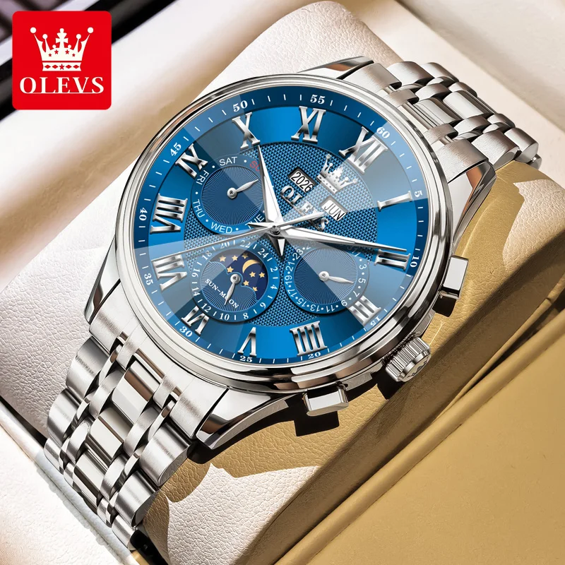 OLEVS 7113 Men Watch All Automatic Mechanical Watch Brand Moon Phase Rhombus Glass Multi functional Waterproof Luxury Men Watch
OLEVS 7113 Men Watch All Automatic Mechanical Watch Brand Moon Phase Rhombus Glass Multi functional Waterproof Luxury Men Watch