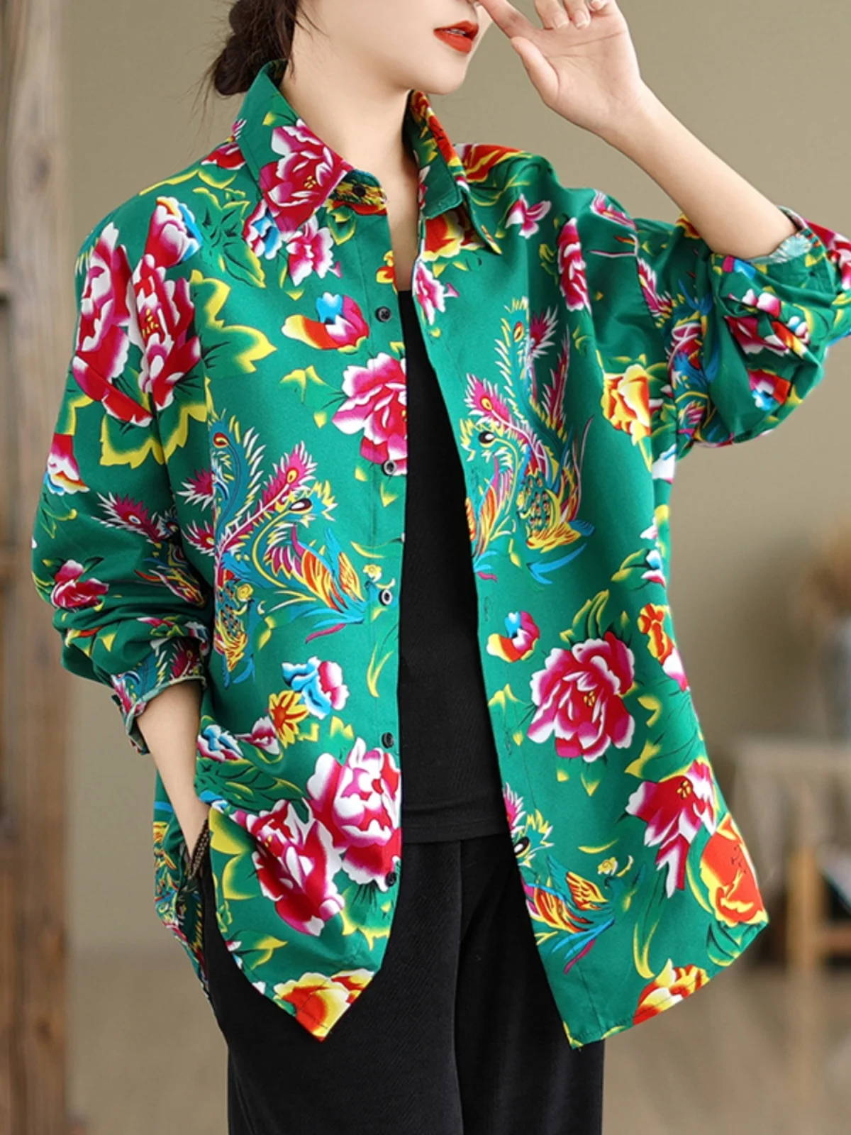 Northeast Large Flower Square Collar Long Sve Casual Print irt Women's Outerwear Top Trendy New Sle Cotton Spring Summer
Northeast Large Flower Square Collar Long Sve Casual Print irt Women's Outerwear Top Trendy New Sle Cotton Spring Summer