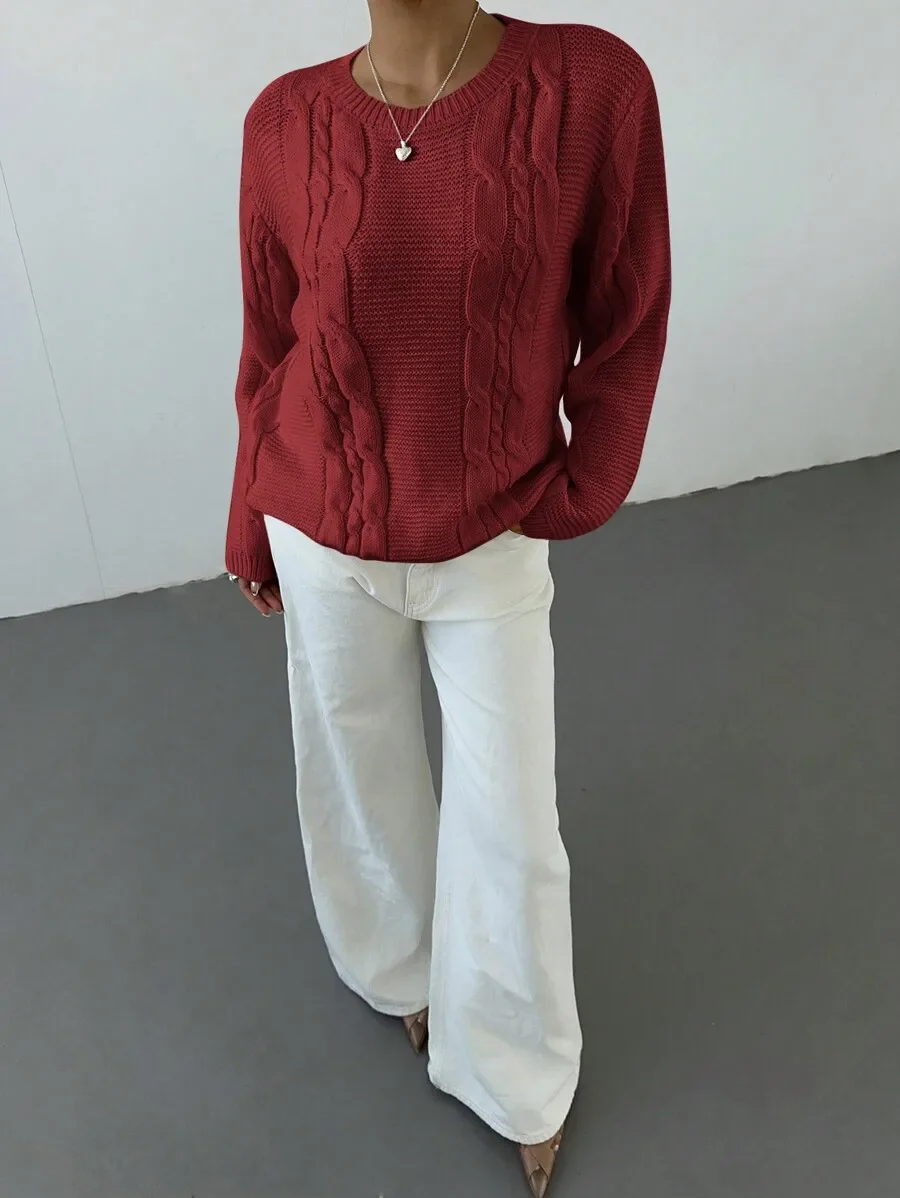 Women Cable Knit Round Neck Long Sleeve Sweater Casual Autumn Winter
Women Cable Knit Round Neck Long Sleeve Sweater Casual Autumn Winter