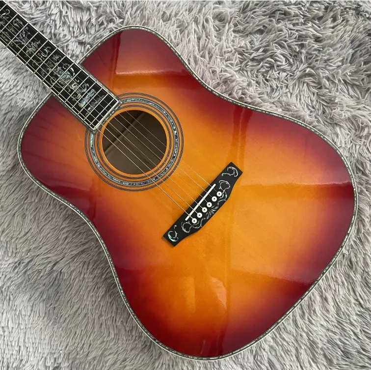 New 41 Inch Acoustic Guitar Cherry Burst Spruce Top Real Bone Nut Abalone Inlay
New 41 Inch Acoustic Guitar Cherry Burst Spruce Top Real Bone Nut Abalone Inlay