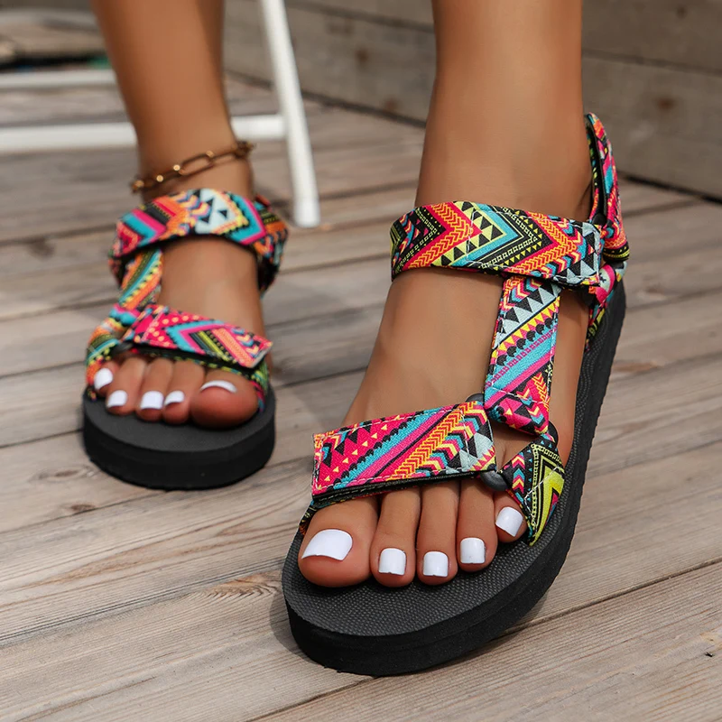 Women Thick Sole Sandals 2023 Summer Beach Shoes Velcro Civilian Women's Shoes Flat Shoes Sandals Ethnic Style
Women Thick Sole Sandals 2023 Summer Beach Shoes Velcro Civilian Women's Shoes Flat Shoes Sandals Ethnic Style